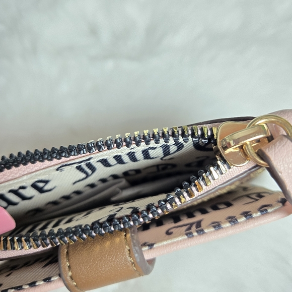 Juicy Couture ~ Chestnut Chino Spring Fling ID Card Case Wallet Brown & Pink NWT - Picture 6 of 6